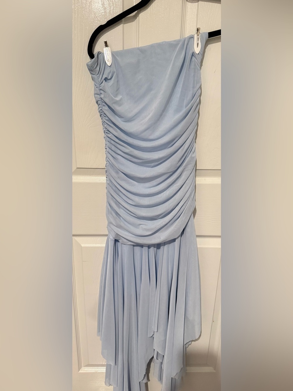 SHEIN Light Blue Ruched Chiffon Maxi Dress